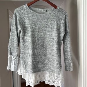 Grey Sweater with stunning lace detail on sleeve and hem!